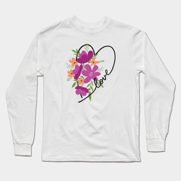 Floral Heart Love Letters for Flower Lovers Long Sleeve T-Shirt by B*Shoppe